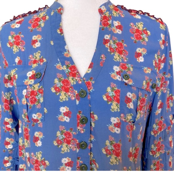 Matilda Jane Women's Shirt, XS, Blue Floral. Soft, comfortable, cute shirt. - Picture 4 of 5